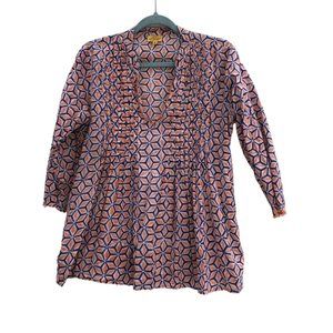 roberta roller rabbit orange blue starfruit INdian Block Print beaded tu…